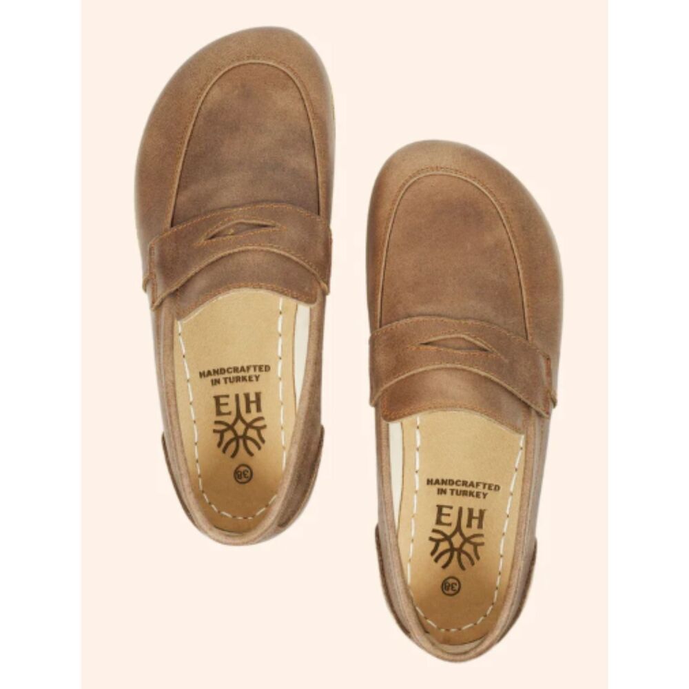 Earthing Harmony Grounding & Earthing Barefoot Penny Loafers Beige Brown 39